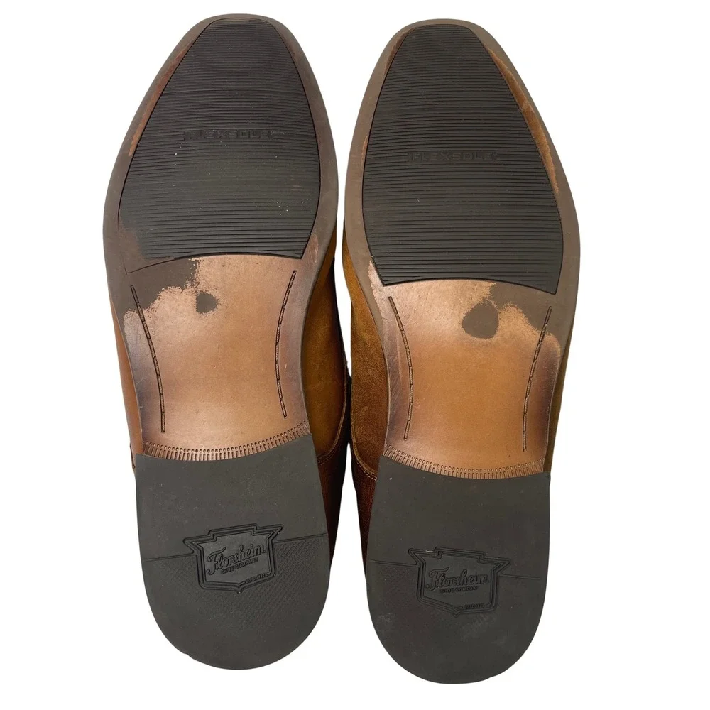 Florsheim Mens Kierland Brown Leather Oxford Dress Shoes Lace Up Size 12D‎ Toned